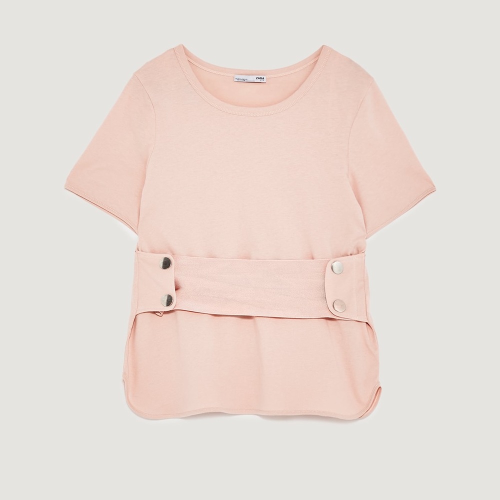 Zara blush pink corset button shirt top size small - Picture 2 of 5